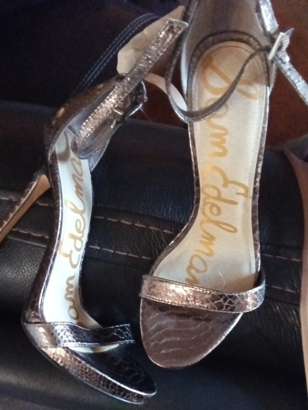 Sam Edelman Metallic Rose Gold Ankle-Strap Sandal